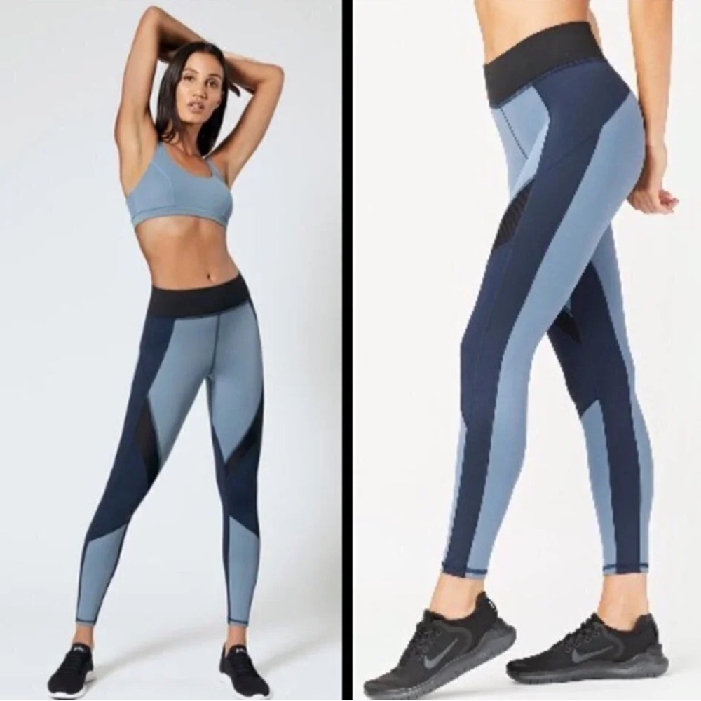 NWT Michi Extension Leggings Deep Sea Navy Storm Blue Colorblock High Rise XS